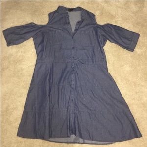 Plus stretchy cold shoulder dress